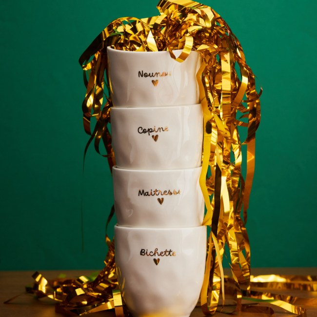 Tasse à café "Maîtresse" cœur doré Atelier jasmin